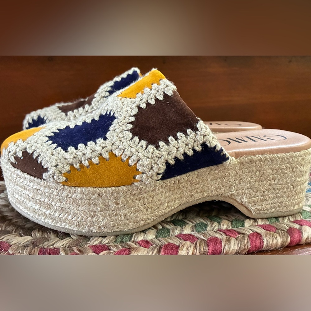 Gaimo Patchwork Suede Espadrille Clogs Women’s size EU37 US6.5 Made in Spain - Picture 16 of 16